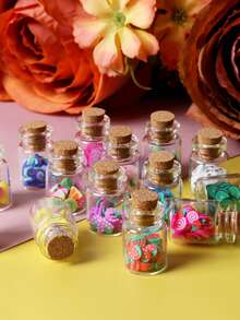 10/20pcs Mini Wishing Bottles With Cork Stoppers, Micro Transparent Artificial Fruit Theme Drift Bottles, Glass Bottle Pendants, Suitable For Micro Landscape Crafts, DIY Crafts, Home Decor, Bookshelf, Living Room Scenes, Birthday Party Gifts, Car Interior Accessories, Gift Bag Fillers, Wedding Gifts, Valentine's Day Gifts - Multicolor - View 2