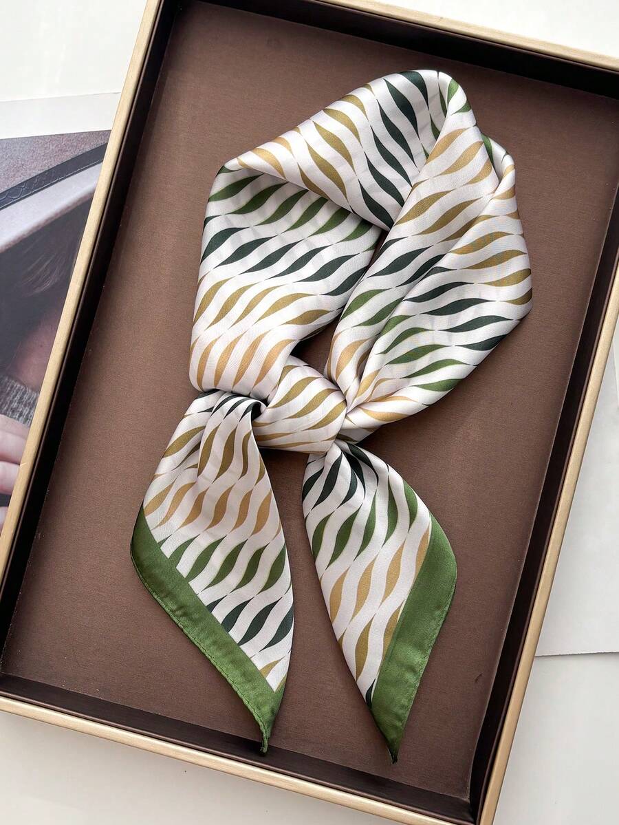 1 chiếc khăn bandana giả lụa in họa tiết Paisley, khăn quàng cổ đa năng dành cho nam, băng đô, phụ kiện trang trí. - gợn sóng nước xanh - Xem 1