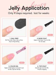 peacecolor 1PC 10ML Nude Pink Jelly Gel Polish, Pearl Nude Semi Translucent Gel Nail Polish, Crystal Clear Gel Polish Nail Supplies For Women Manicure Salon DIY Gifts - Multicolor - View 6