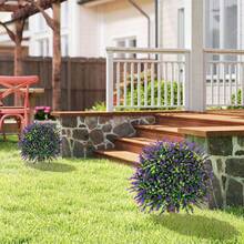 1 pezzo Arbusto topiario di bosso - Topiario artificiale per esterni - Pianta sempreverde a forma di palla, resistente ai raggi UV, per decorazione di portico, giardino, cortile, balcone - Viola - Visualizzare 6
