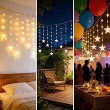 Bộ 1 đèn rèm sao Ramadan - 120 đèn LED, nguồn USB, trang trí cửa sổ và phòng ngủ cho lễ Eid, đám cưới, tiệc tùng và trang trí nhà cửa. - Nhiều màu - Xem 9