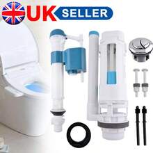 24 Split High Pressure Universal Toilet Cistern Repair Kit | Dual Push Flush System Complete Valve & Button Set | Bathroom Accessories UK Fast Delivery - White - View 1