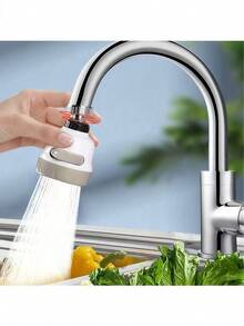 360度旋转厨房水龙头喷头，3种可调节喷水模式 - 节水型水龙头起泡器，具备脉冲、淋浴和脉冲+喷雾功能，通用塑料水龙头喷头，适用于家庭使用