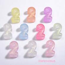 20pcs Acrylic Pearlescent Colorful Large Hole Number Beads, DIY Craft Materials For Kids, Spring/Summer - Multicolor - View 9