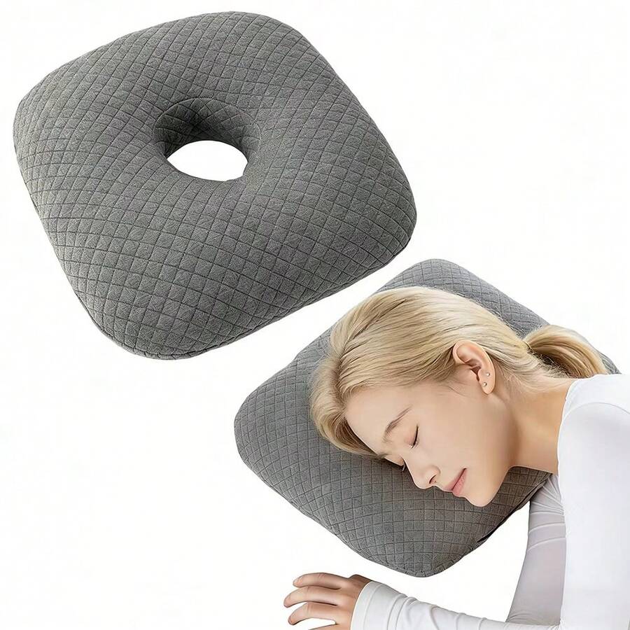 1pc Soft & Skin-Friendly Side Sleeper Pillow, Multi-Purpose Ear Hole Pillow, Used To Relieve Ear Pressure And Earache, Suitable For Side Sleepers, Washable Ear Pillow - Grey - View 1