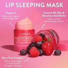 Laneige 20g Peach Scented Lip Sleeping Mask, Berry Formula, Deep Moisturizing, Repairing Dry, Flaky Lip Skin. Gently Removes Lip Exfoliation, Brightens Lip Color, Leaves Lips Soft, Smooth, And Non-Sticky. Suitable For Nighttime Use. | Korean Cosmetics, Korean Makeup - 20g - Berry - 查看 4