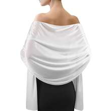 Sofier Satin Shawl Wraps For Women Evening Dresses Wedding Bridal Party Silky Scarf Formal Cover Up Bridesmaid Gifts White,White - 白色 - 查看 1