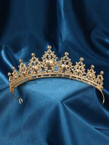 Women Girls Crystal Princess Bridal Headpiece Wedding Headpiece, Suitable For 15th Birthday Party, Pageant, Valentine's Day, Cosplay Costume - Gold Color - View 3
