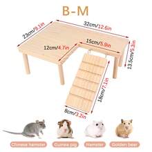 2 livelli in legno Piattaforma per criceti con scale e nascondiglio, adatta per gabbie di piccoli animali domestici, giocattolo interattivo - Multicolore - Visualizzare 8