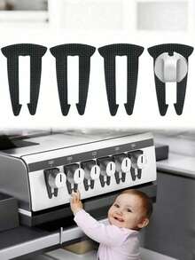 3个/1个 - 8.2厘米儿童安全燃气灶旋钮锁，燃气灶旋钮锁和烤箱旋钮锁，婴儿安全保护，带儿童安全旋钮锁的炉灶和烤箱防护罩，保护儿童和宠物，防止意外启动（黑色） - 黑色 - 查看 9