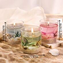 1 cái/hộp nến thơm thạch pha lê, loạt sản phẩm Ocean Life, phụ kiện ngẫu nhiên của bãi biển, rong biển, vỏ sò, lý tưởng để tạo bầu không khí, thích hợp cho tiệc sinh nhật, giáng sinh, kỷ niệm, trang trí nhà cửa và trang trí bàn - Nhiều màu - Xem 5