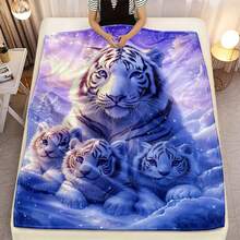 A Vibrant And Colorful Tiger Blanket,Super Soft Flannel Printed  Blanket,As Birthday Gifts, Family, Wedding, Souvenir Blankets, Polyester Blankets Suitable For All Seasons, Washable, Machine Washable, Lightweight, Breathable, Comfortable, Warm, Unique, 280gsm For Him, Her Personalized Ideal Gifts For Her, Him, Family, Boyfriend, Girlfriend, Father, Family, Mother, Lover, Daughter, Son, Grandfather, Grandmother, Teacher,Doctor, Nurse,Friend, Classmate, Pet. Perfect Nap, Camping, Travel, Home, Daily Life, Office Decoration, Birthday, Anniversary, Valentine's Day, Thanksgiving, Graduation Season,Christmas, Halloween, Mother's Day, Father's Day, Wedding, New Year Gifts ,Sofa,Bed,Car,Bedroom,Living Room,Office,  Outdoor Camping, Beach,Wall Decoration - 多色12 - 查看 2
