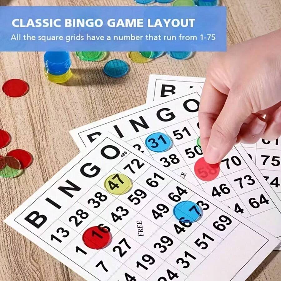 60 tarjetas de bingo con números no repetidos, tarjetas de números adecuadas para fiestas familiares, esenciales para juegos al aire libre, regalo perfecto - Multicolor - Ver 1