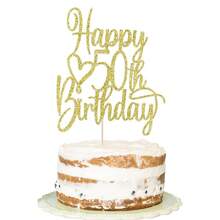 1个金色闪光30/40/50/60岁生日蛋糕装饰插牌 - 闪亮里程碑生日派对装饰，庆祝30、40、50、60周年纪念蛋糕装饰 - 彩色 - 查看 14