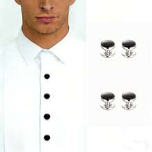 袖扣，新郎结婚礼物，高品质燕尾服袖扣，新款男士袖扣，圆形油滴贝壳袖扣套装，现货，男士法式袖口商务纽扣，燕尾服纽扣 - 白色 - 查看 15