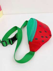 1pc Girls' Contrast Polka Dot Nylon Zipper Closure Cute Fanny Pack/Waist Bag, Suitable For Daily Use All Seasons