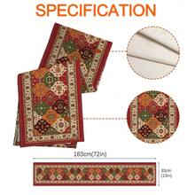 MEMNUN 1/3/5/7pcs Bohemian Paisley Floral Geometric Kilim Moroccan Print Tablerunner Set, 100% Polyester Linen-Like Tablecloth, Red Kilim Home Art Decor Tablerunner, Suitable For Kitchen, Dining Table, Home Party Decoration, Gift - Multicolor - View 12