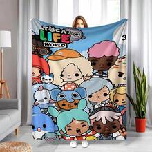 1pc Toca Boca World3 Flannel Blanket - Vibrant Cartoon Character Design, Soft & Comfortable, Anti-Allergic, All-Season Use, Perfect For Back To School, Camping, Sofa Naps, And Home Decor, Ideal Gift For Home, Office, And Audio Enthusiasts, Camping Blanket| Playful Design| Soft Texture, Blanket For Bed-280gsm - 彩色 - 查看 2