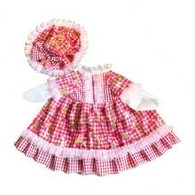 Porch Goose Outfits Stylish Cute Goose Clothes Print Ruffled Trim Dress And Hat 2 Pcs Set - Multicolor - View 5