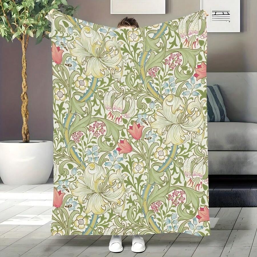 A Comfortable Bohemian Vintage Wildflower Blanket,Super Soft Flannel Printed  Blanket,As Birthday Gifts, Family, Wedding, Souvenir Blankets, Polyester Blankets Suitable For All Seasons, Washable, Machine Washable, Lightweight, Breathable, Comfortable, Warm, Unique, 280gsm For Him, Her Personalized Ideal Gifts For Her, Him, Family, Boyfriend, Girlfriend, Father, Family, Mother, Lover, Daughter, Son, Grandfather, Grandmother, Teacher,Doctor, Nurse,Friend, Classmate, Pet.Perfect Nap, Camping, Travel, Home, Daily Life, Office Decoration, Birthday, Anniversary, Valentine's Day, Thanksgiving, Graduation Season,Christmas, Halloween, Mother's Day, Father's Day, Wedding, New Year Gifts ,Sofa,Bed,Car,Bedroom,Living Room,Office,  Outdoor Camping, Beach,Wall Decoration - 多色25 - 查看 1