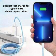 60W High-Speed USB-C To USB-C Data Cable, Nylon Braided Round USBC Charging Cord, Compatible With IPhone 16/17/Air/15/Pro Max, S23/S22/S21, Pro/Air, Pro/Air, And Other Type-C Devices - Multicolor - View 6