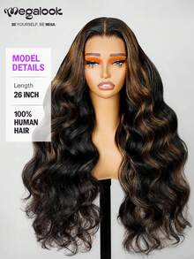 MEGALOOK 升级版360°蕾丝#30挑染水波纹假发，100%真人发丝，隐形绑带，即戴即走，无需胶水，180%密度，透明蕾丝前假发，真人发丝，预先拔毛，带拉绳，适合女性，自然色 - 自然外观，适合日常佩戴，适合办公室、万圣节、派对、Y2K风格、度假、户外角色扮演、学校、节日、圣诞节、派对、婚礼、庆典等场合，适合女性 - SNATURAL/30 - 查看 3