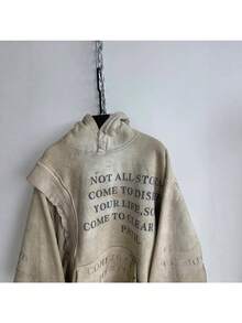 Wasteland Warrior Hoodie: Tactical Irregularity Meets - 卡其色 - 查看 2