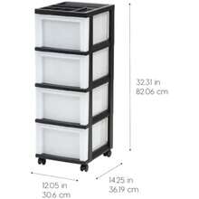 IRIS USA Organizadores y Almacenamiento de Plástico para Manualidades, Carrito de Almacenamiento Rodante, Organizador de Almacenamiento, 4 Cajones, Negro/Perla(default) - Multicolor - Ver 4