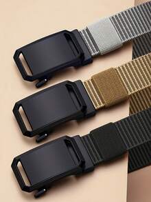 New Automatic Buckle Belt, Canvas Tactical Workwear Casual Outdoor Military Training Pants Belt For Men - Green - View 3