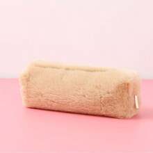 2个可爱毛绒铅笔盒，大容量学生铅笔盒，毛绒文具袋 - 彩色 - 查看 4