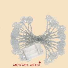 1 paquete de 10/20/30/40 luces de cadena con forma de luna y flores, lámpara de ambiente de hadas colgante, alimentada por batería, adecuada para el hogar, dormitorio, patio, jardín, vacaciones, Ramadán, festivales y decoración de Año Nuevo - Multicolor - Ver 12