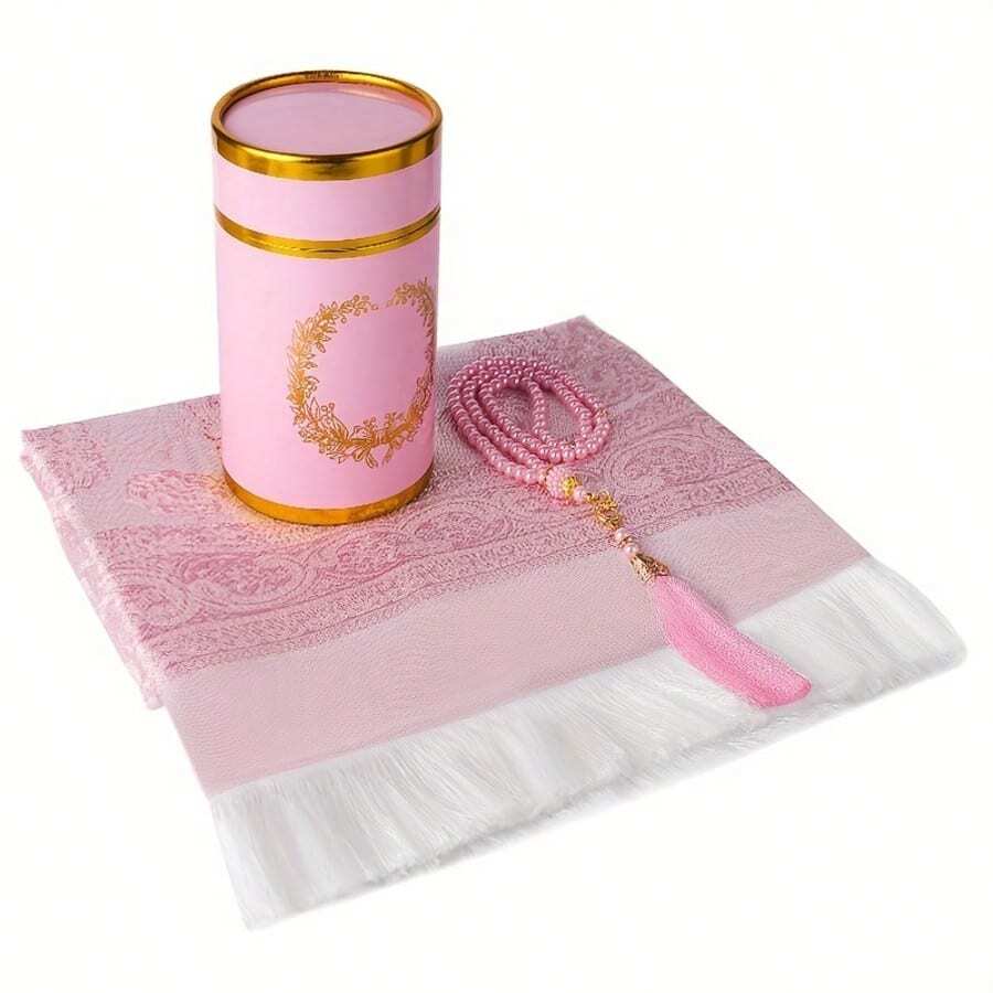 Ramadan Gift Set - 12pcs - Ramadan Prayer Mat - 99pcs Tasbih Beads - Deluxe Travel Gift Box - Portable Arabic Islamic Prayer Rug, 27.56*43.31 Inches