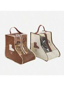 1个防尘鞋盒，无纺布PVC靴子收纳盒，带透明窗口和提手 | 拉链防水靴套，适用于女士高筒靴和踝靴 | 便携透气鞋袋，适合旅行、居家使用，男女皆宜，邮轮度假必备