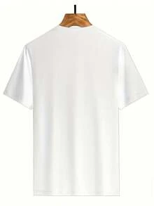 Camiseta Casual Gráfica Feminina de Manga Curta, Decote Redondo, Preta com Design Colorido.