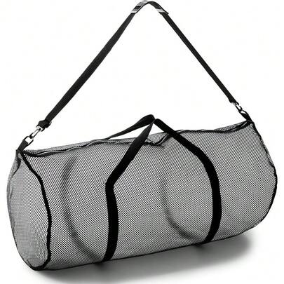 Champion Sports Mesh Duffle Bag with Zipper and Adjustable Shoulder Strap, 15" x 36" - Multipurpose, Oversized Gym Bag for Equipment, Sports Gear, Laundry - Breathable Mesh and Travel Bag