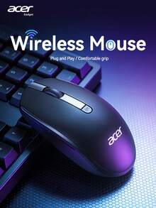 Acer OMR280 2.4GHz Wireless Mouse, Silent Mouse With USB Receiver, Plug And Play, Ergonomic Design, Suitable For Office And Home Entertainment Scenarios, Multi-System Compatible Devices, Applicable To , Laptops, PCs - Black - View 3