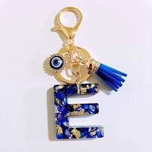 New Cross-Border Navy Blue 26 English Letter Keychain, Devil's Eye Uppercase Letter Bag Charm, Bohemian Acrylic Women Waist Chain, Suitable For Halloween, All Seasons - Letter - View 16