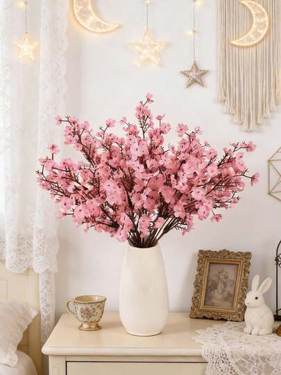 1/3 Bouquet 14.17 Inch Artificial Cherry Blossom Bouquet, Starry Sky Theme, Modern Artificial Floral Arrangement, Home Decor, Fake Plants, Spring Decor, Room, Desk, Garden Decor, Room Decor Accessories, Valentine's Day