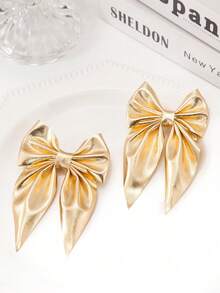 2pcs Girls' Golden Bowknot Hair Clips, Sweet & Cute Elegant Fashion Hair Accessories, Gift For Girl, Suitable For School And Daily Use - Gold - View 4
