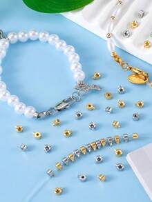 3mm/0.118in Copper Crimp Beads, Suitable For Jewelry Making, Gold/Silver Color, Can Be Used As Stopper Beads, DIY Crafts, Bracelet, Necklace End Accessories - Cylindrical - View 6