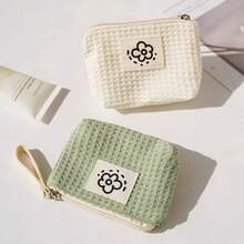 Mini Cute Cartoon Coin Purse, Portable Lipstick/Cosmetic Bag, Earphone & Cable Organizer,For Holiday Beach, Bathroom Collection, Bedroom Collection, Large Capacity - 米色 - 查看 1
