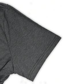 Men's Custom Retro Casual Distressed Textured Short-Sleeved T-Shirt, Personalized With Customizable Photos/Designs, Fashionable T-Shirt. - Dark Grey - View 6