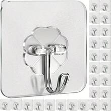 Seamless Transparent Sticky Hooks, Multi-Functional Hanging Wall Hooks, Self-Adhesive Non-Slip Design, Suitable For Kitchen, Bathroom, Living Room And Bedroom; Wall Storage Hooks, Coat Hooks, Bathroom Strong Adhesive Hooks (No Drilling Required) - Multicolor - View 1
