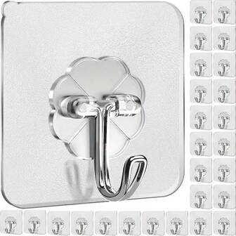 Ganchos adhesivos transparentes sin costuras, ganchos de pared multifuncionales, diseño autoadhesivo antideslizante, adecuados para cocina, baño, sala de estar y dormitorio; ganchos de almacenamiento de pared, ganchos para abrigos, ganchos adhesivos fuertes para baño (sin necesidad de perforar)