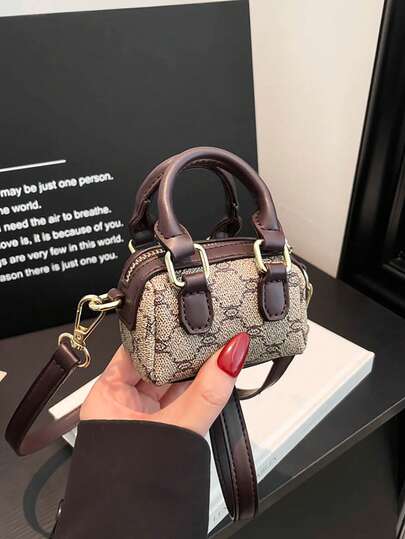 Fashionable Mini Chic Versatile Geometric Print Women Handbag Shoulder Bag