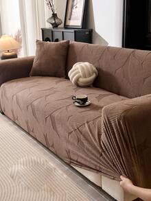 1pc All-Season Stretch Sofa Cover, Fabric Anti-Slip Full Coverage Sofa Seat Cushion, Washable Sofa Throw Blanket, Dust-Proof , Pet-Friendly, Suitable For Bedroom, Office, Living Room - Coffee Brown - View 7