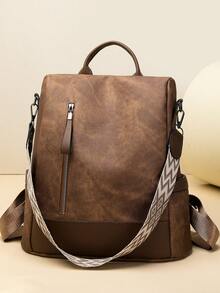 Women's High-End Anti-Theft Backpack; Latest Women's Personalized Casual Soft Leather Backpack; Large Capacity Expandable Multi-Function Travel Backpack; Multi-Purpose Schoolbag - Multicolor - View 4