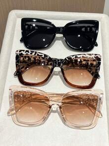 3副女士多色塑料猫眼全框有色镜片流行设计优雅精致眼镜组合，适合街拍、度假装扮、商务休闲时尚配饰 - 彩色 - 查看 7