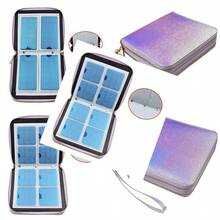 120 Slots Nail Stamping Plate Holder Case Laser Style Rectangular Manicure Nail Art Plate Organizer With Double Zipper Nail Template Case A, Nail Supplies, Makeup, - A - 查看 7