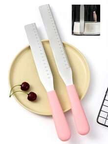 8英寸/10英寸直角抹刀，不锈钢材质，适用于装饰蛋糕和奶油霜，带刻度烘焙抹刀，可用于制作蛋糕和切割糕点，适合节日派对、婚礼、生日和情人节派对等场合。 - 彩色 - 查看 4